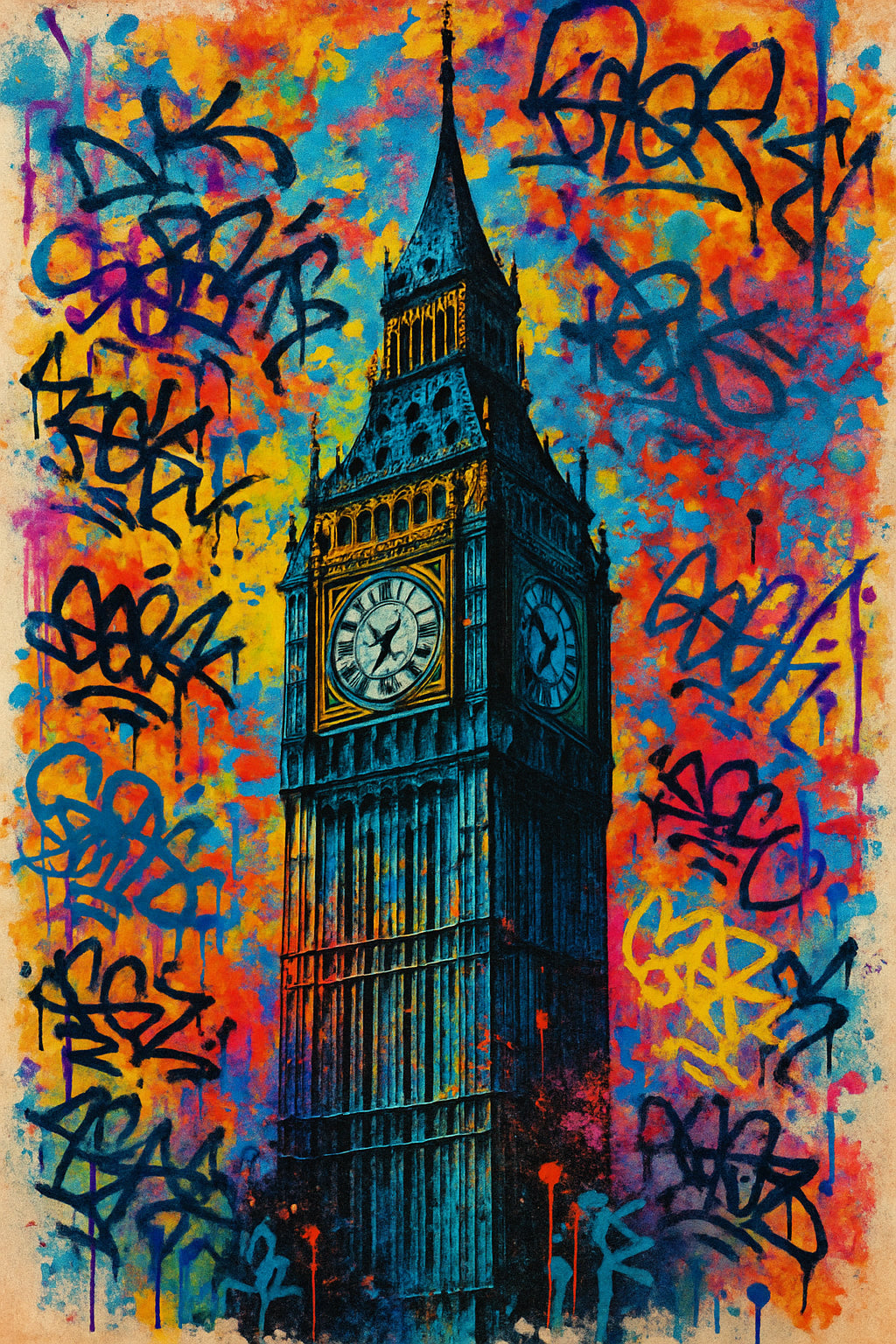 TOILE STREET ART BIG BEN