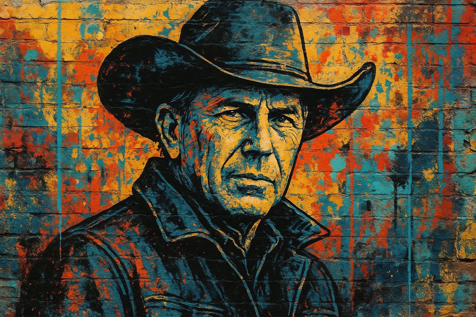 TOILE STREET ART KEVIN COSNER YELLOWSTONE