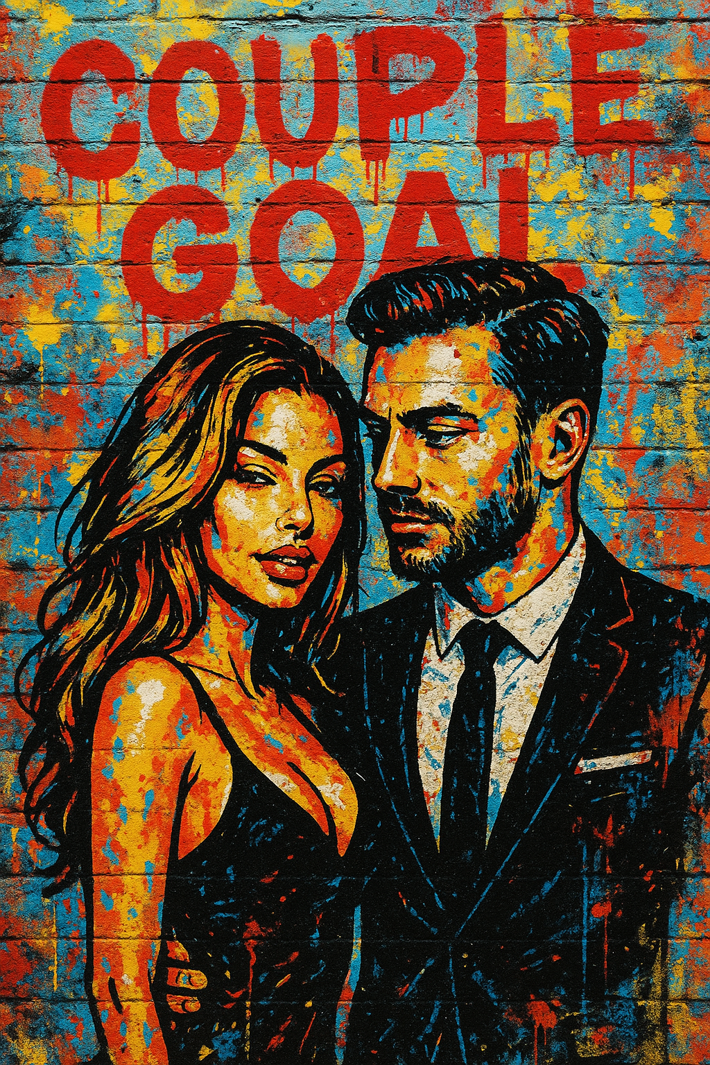 TOILE STREET ART COUPLE GOAL SAINT VALENTIN