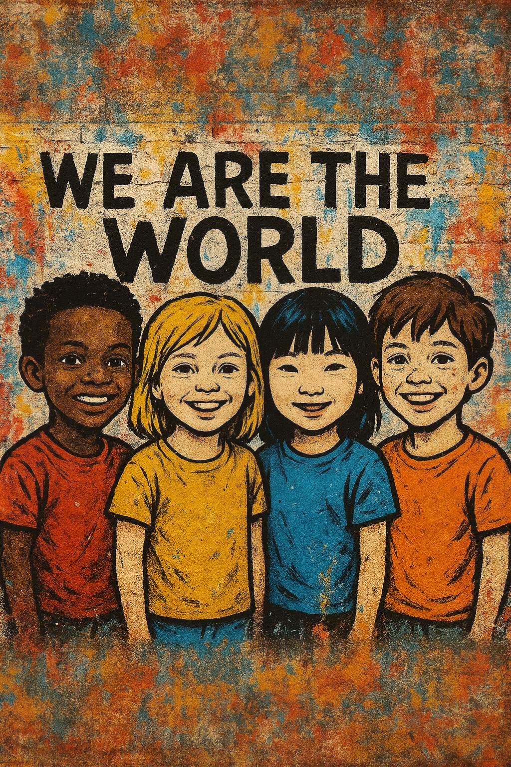 TOILE STREET ART WE ARE THE WORLD