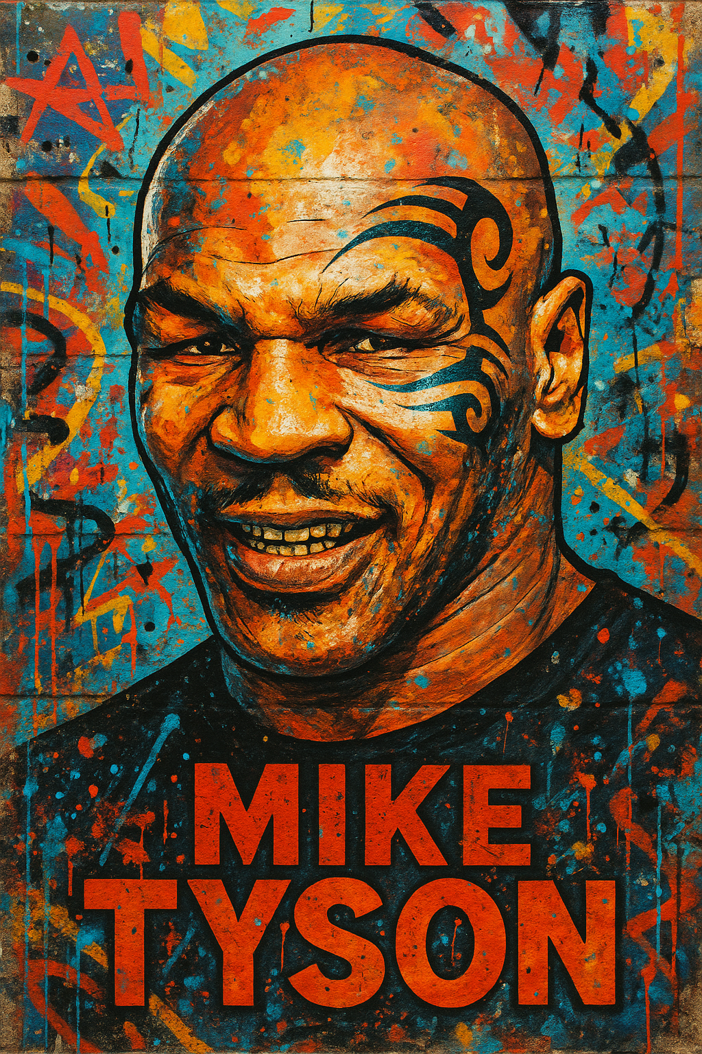 TOILE STREET ART MIKE TYSON