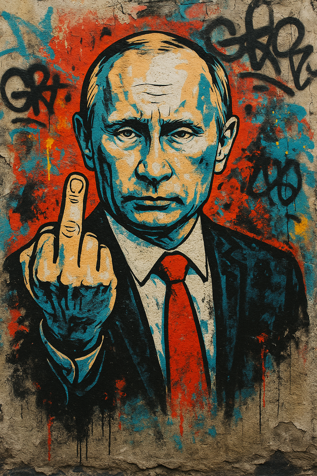 TOILE STREET ART POUTINE FUCK